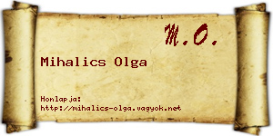 Mihalics Olga névjegykártya